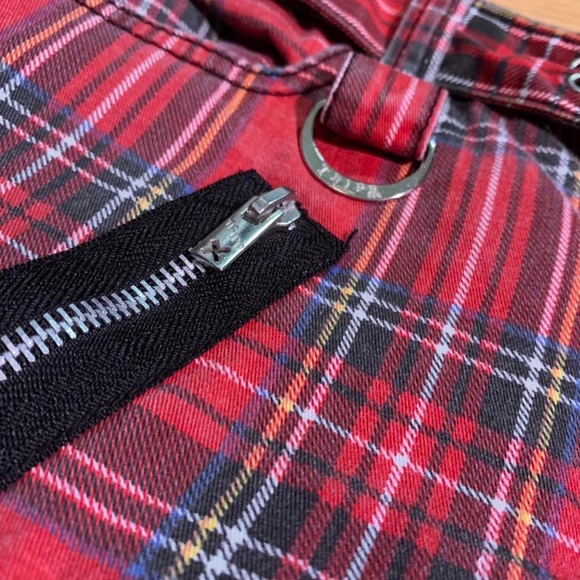 Tripp NYC goth tartan plaid red black flare wide leg pants - Picture 3 of 4